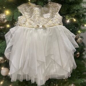 Jona Michelle Gold and Cream Floral Dress